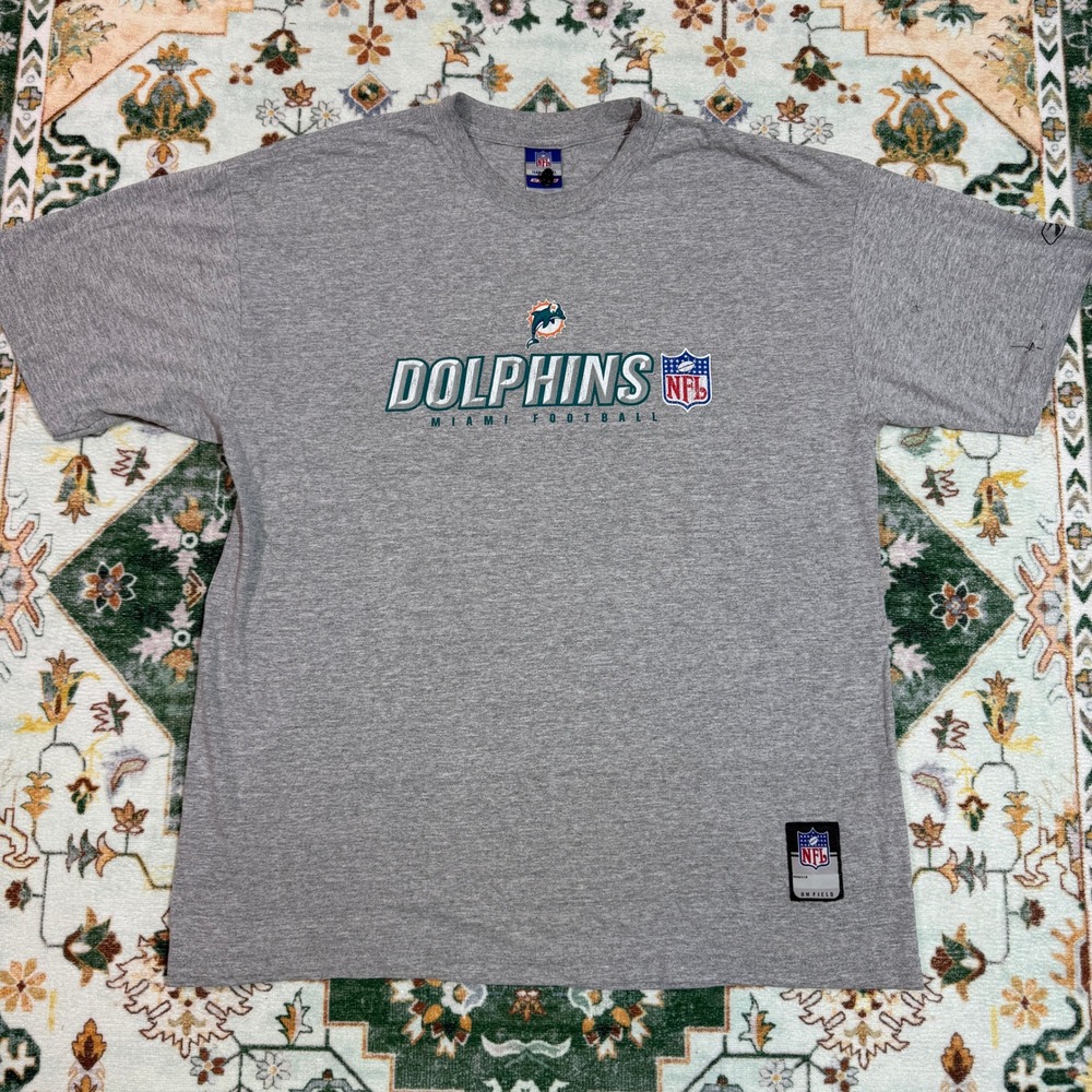 Vintage Miami Dolphins NFL Reebok Gray T-Shirt Football Mens Large‎